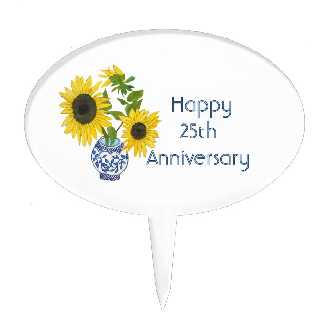 25th Anniversary Sunflower Cake Pick (Front)