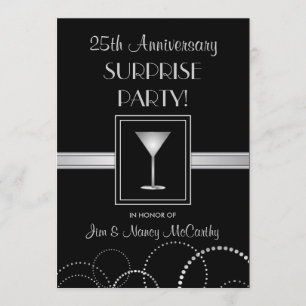 25th Anniversary Surprise Party Custom Invitations
