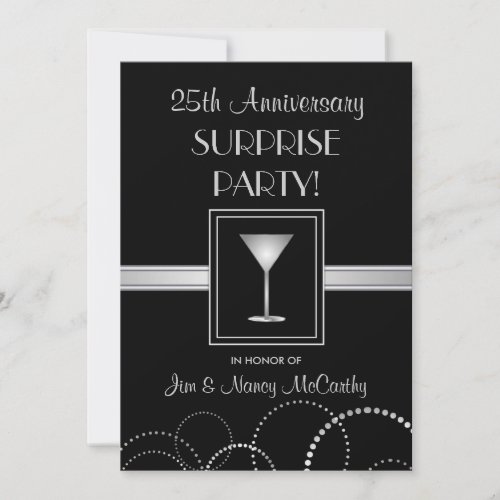 25th Anniversary Surprise Party Custom Invitations