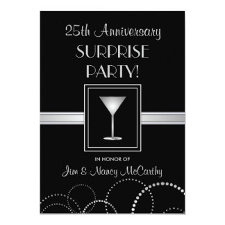 25th Anniversary Surprise Party Custom Invitations