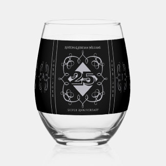 25th Anniversary Victorian Drinkware Set Stemless Wine Glass