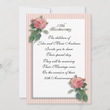 25th Anniversary Vintage Roses Invitation by Irisangel at Zazzle