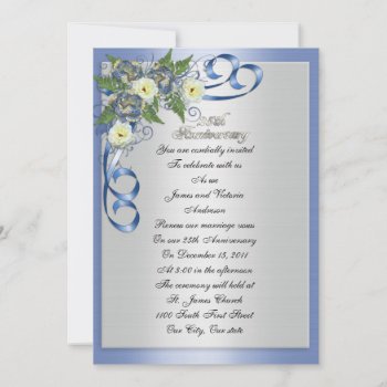 25th Anniversary Vow Renewal Elegant Floral Invitation by Irisangel at Zazzle