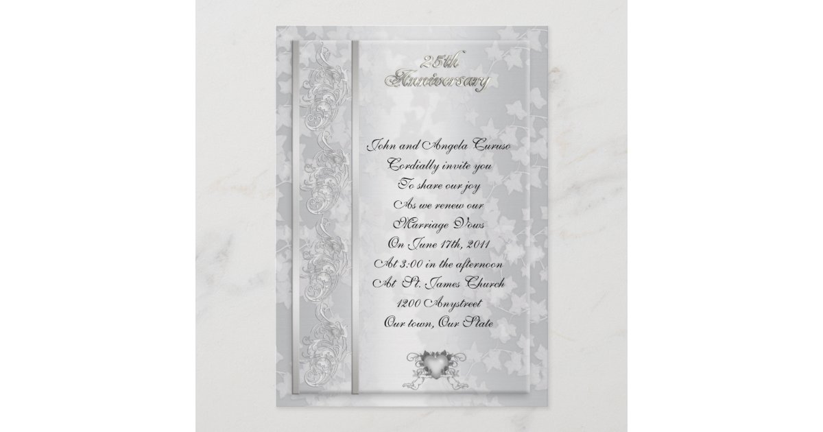 25th Anniversary vow renewal invitation | Zazzle.com