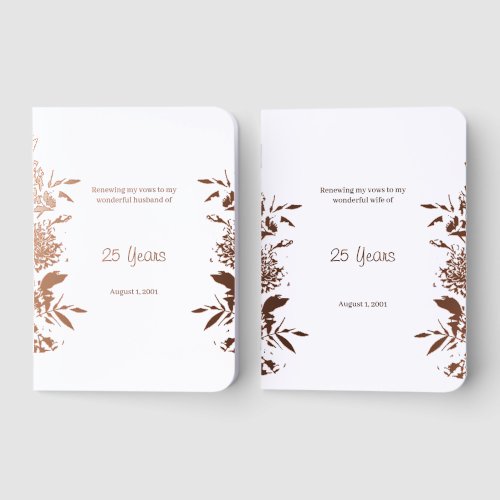 25th Anniversary Vow Renewal Notebook Set Wedding
