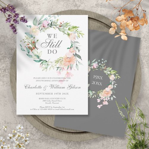 25th Anniversary Vow Renewal Roses Floral Invitation