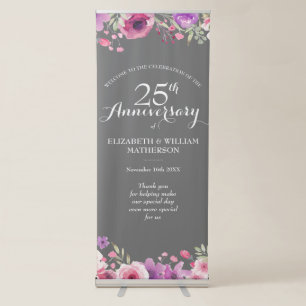 25th Anniversary Watercolour Roses Welcome Retractable Banner