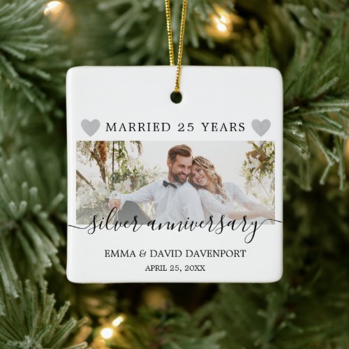 25th Anniversary Wedding Christmas Photo Ornament