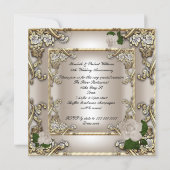 25th Anniversary Wedding Cream Gold Rose Silver Invitation (Back)