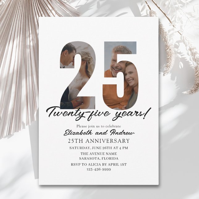 25th Anniversary with Photo Minimalist Invitation (Creator Uploaded)