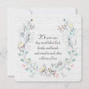 25th Anniversary Wreath On Wood Invitation
