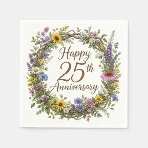 25th Anniversay Paper Napkins, 25 Years Wedding Napkins