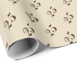 25th Birthday Anniversary Beige Gold Number 25 Wrapping Paper