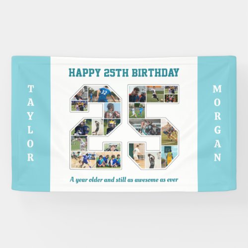 25th Birthday Anniversary Number 25 Photo Collage Banner