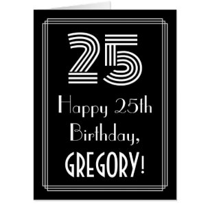 25th Birthday — Art Deco Inspired Look “25” + Name Card