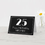 [ Thumbnail: 25th Birthday ~ Art Deco Inspired Look "25", Name Card ]