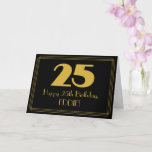 [ Thumbnail: 25th Birthday: Art Deco Inspired Look "25" & Name Card ]