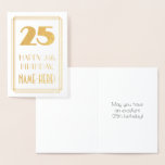 [ Thumbnail: 25th Birthday: Art Deco Inspired Look "25" & Name Foil Card ]