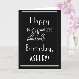 25th Birthday: Art Deco Style # 25 & Custom Name Card