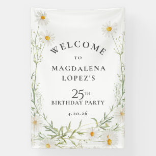 25th Birthday Banner April Birth Flower Daisy