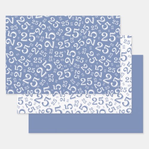 25th Birthday Blue Random Number Pattern 25 Wrapping Paper Sheets