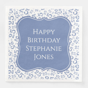 25th Birthday Blue/White Bracket Number Pattern Paper Dinner Napkins