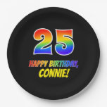[ Thumbnail: 25th Birthday: Bold, Fun, Simple, Rainbow 25 Paper Plates ]