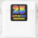 [ Thumbnail: 25th Birthday: Bold, Fun, Simple, Rainbow 25 Sticker ]