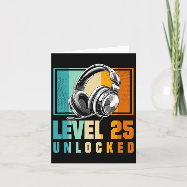 25th Birthday Boy Video Gamer Level 25 Unlocked Bo Card (Front)