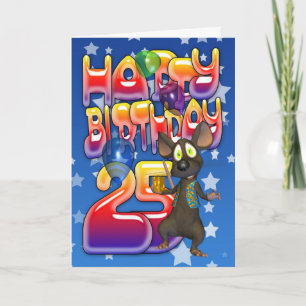 25th Birthday Card, Happy Birthday Card