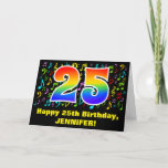 [ Thumbnail: 25th Birthday: Colorful Music Symbols & Rainbow 25 Card ]