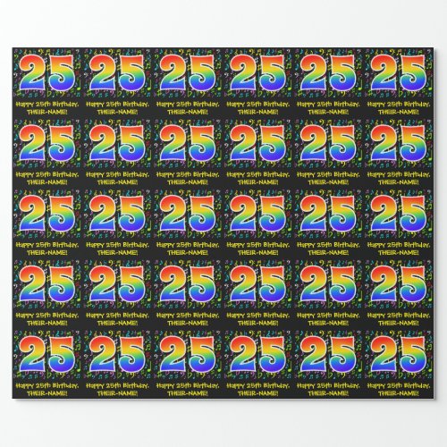 25th Birthday Colorful Music Symbols Rainbow 25 Wrapping Paper