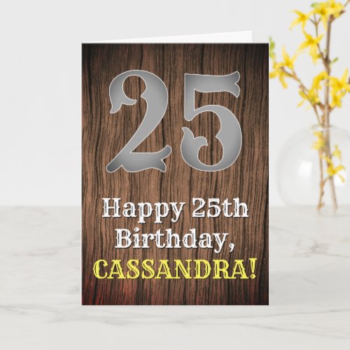 25th Birthday Country Western Inspired Look Name Card