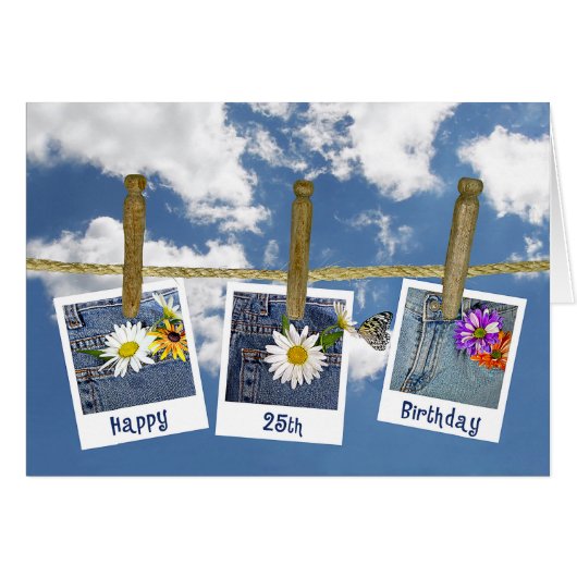 25th Birthday Daisies Cards (Front Horizontal)