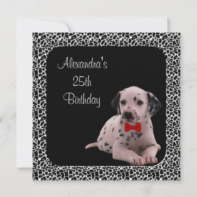 25th Birthday Dalmation & Animal Print Frame Invitation (Front)
