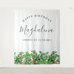 25th Birthday December Birth Flower Backdrop