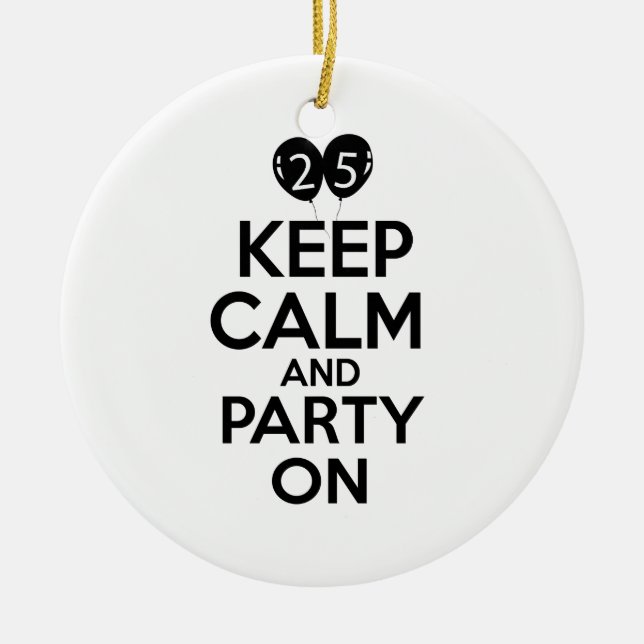 25th birthday designs ceramic ornament (Front)