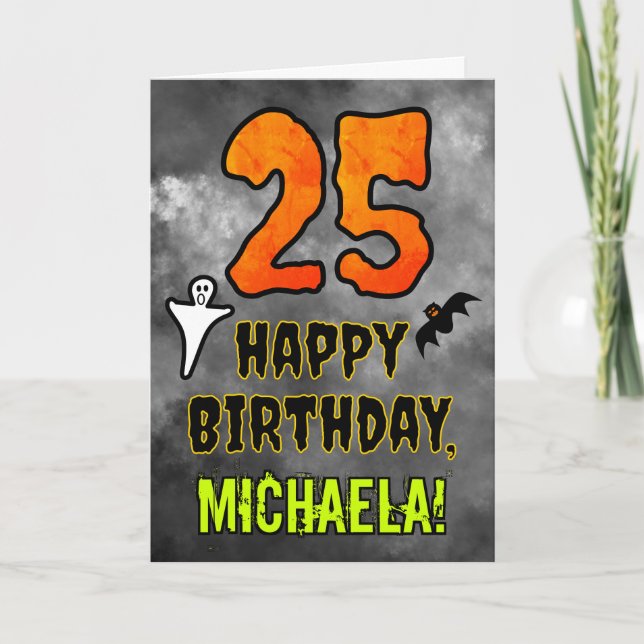 25th Birthday: Eerie Halloween Theme + Custom Name Card (Front)