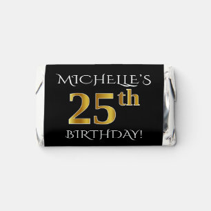 25th Birthday — Elegant, Faux Gold Look 25 + Name Hershey's Miniatures