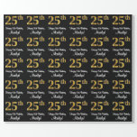 [ Thumbnail: 25th Birthday: Elegant Luxurious Faux Gold Look # Wrapping Paper ]