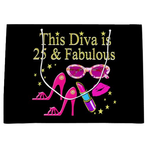 25TH BIRTHDAY FABULOUS DIVA DESIGN LARGE GIFT BAG