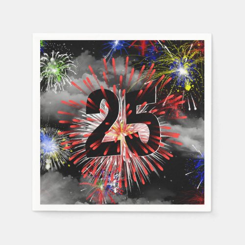 25th Birthday Fireworks In Clouds Napkins