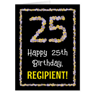 25th Birthday: Floral Flowers Number “25” + Name Card