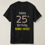 [ Thumbnail: 25th Birthday: Floral Flowers Number “25” + Name T-Shirt ]