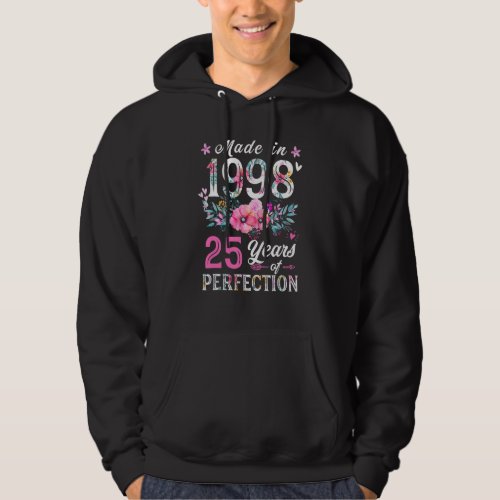 25th birthday  for women Floral Made In 1998 Birth Hoodie