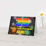 [ Thumbnail: 25th Birthday: Fun, Colorful Celebratory Fireworks Card ]