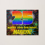 [ Thumbnail: 25th Birthday: Fun, Colorful Celebratory Fireworks Jigsaw Puzzle ]