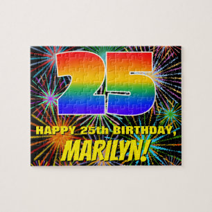 25th Birthday: Fun, Colorful Celebratory Fireworks Jigsaw Puzzle