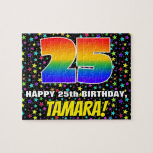 25th Birthday — Fun, Colorful Star Field Pattern Jigsaw Puzzle