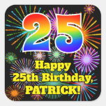 [ Thumbnail: 25th Birthday: Fun Fireworks Look, Rainbow # 25 Sticker ]
